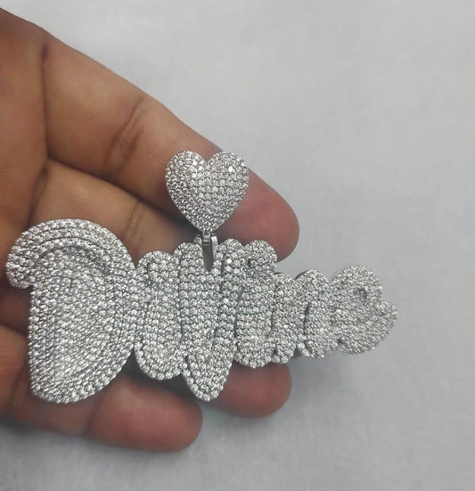 Real Moissanite Pendant| 3ctw Men's Customisable "NAME Pendant"| Custom Charm| Hip Hop Pendant | Moissanite Pendant| Birthday Gift