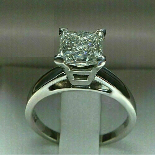 2ct Lab Created Diamond Engagement Cluster Ring Solid 14K Yellow Gold Finish
