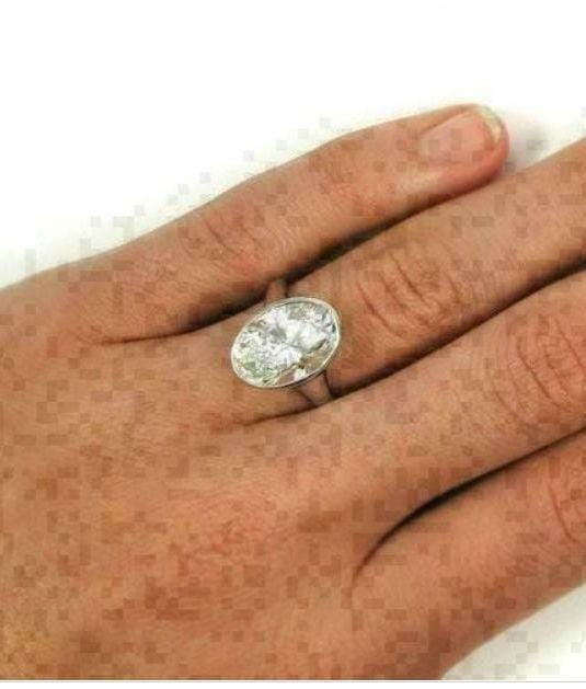 Women's 3.21 CT Oval Cut Real Moissanite Engagement Ring – Sterling Silver with 14K White Gold-Plated Design, Birthday Gift for Her