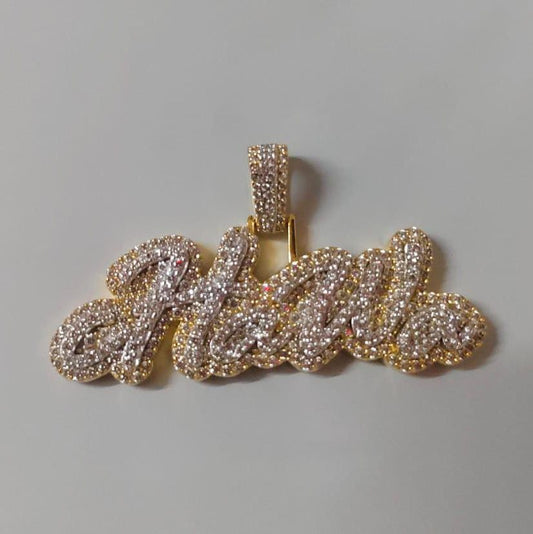 Custom Moissanite Name Pendant,  Gold Plated,2.30 ct Moissanite, Sterling Silver, Personalized Jewelry Gift for Men & Women, Gift for Her