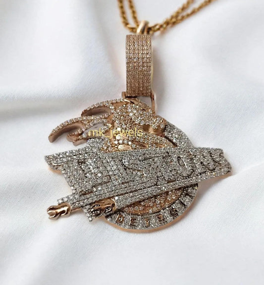 Unique 4.45Ct Round Cut Real Moissanite Custom Men's Pendant in 925 Sterling Silver - Handcrafted Luxury Jewelry