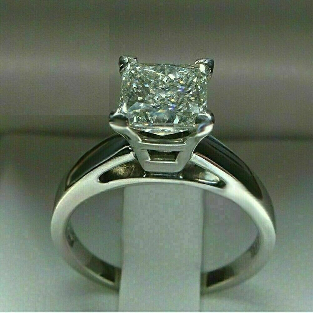 2ct Lab Created Diamond Engagement Cluster Ring Solid 14K Yellow Gold Finish