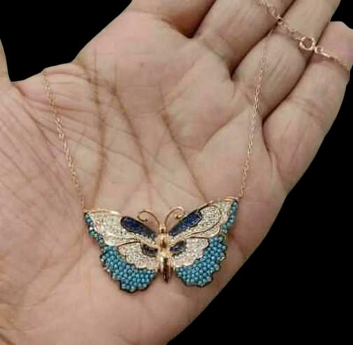 2.0 Ct Round Cut Amethyst Diamond Butterfly Pendant 14K Rose Gold Plated Birthday Gift