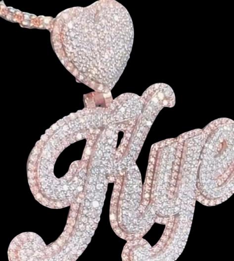 2.50 Ct Round Cut Real Moissanite Women Name Custom Pendant 14K Rose Gold Plated Birthday gifts No Chain