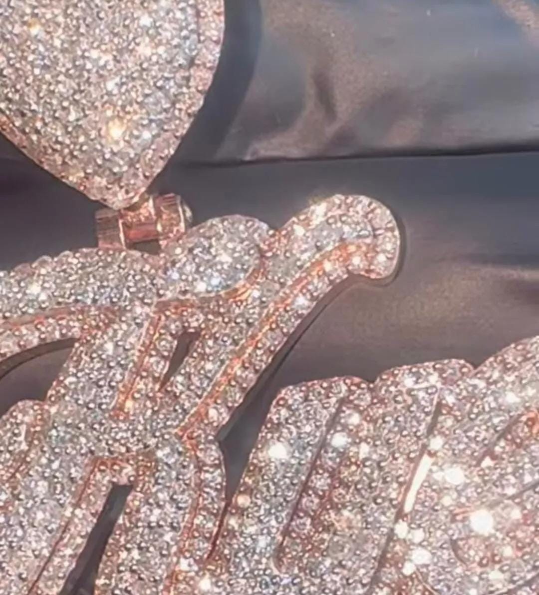 2.50 Ct Round Cut Real Moissanite Women Name Custom Pendant 14K Rose Gold Plated Birthday gifts No Chain