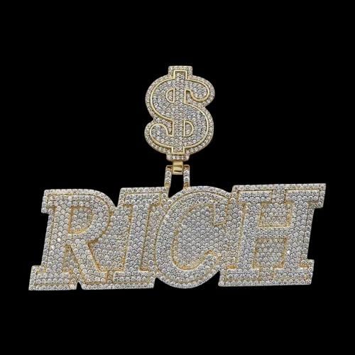 4.0 Ct Round Cut Real Moissanite Customize Name Men's Pendant 14K Yellow Gold Plated Birthday Gift No Chain