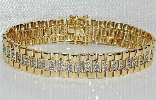 12Ct Round Cut Lab Created Diamond Tennis Bracelet 14K Yellow Gold Finish