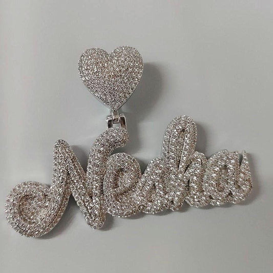 Real Moissanite Pendant| 2ctw Men's Customisable "NAME Pendant"| Custom Charm| Hip Hop Pendant | Moissanite Pendant| Birthday Gift