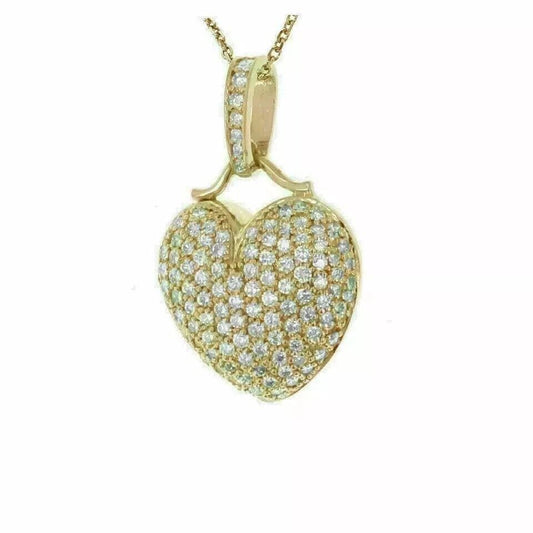 1.50 Ct Round Cut  Diamond Heart Pendant 14K Yellow Gold Plated Birthday gifts No Chain
