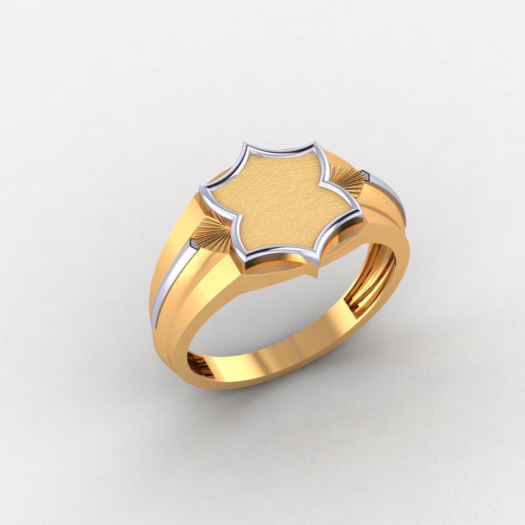 Men’s 14K Gold-Plated Ring, 925 Sterling Silver, Yellow & White Finish, Diamond-Free, Comfort Fit, Classic Gift for Him, High Polish