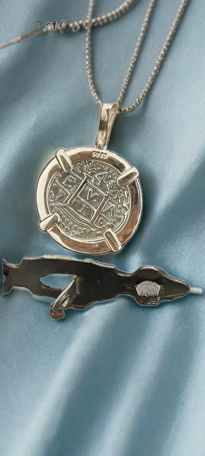 ATOCHA Solid Silver Coin Pendant | Authentic Treasure Jewelry | 952 Silver with Gold Plating | Historical Replica | Nautical | Pirate Coin