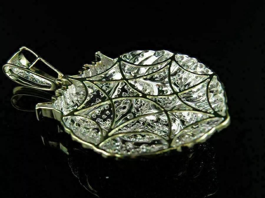 Men's 2.50CT Round Moissanite Lion Head Pendant, 14K Yellow Gold Finish, Luxury Charm, Statement Hip Hop Jewelry, Unique Gift for Him