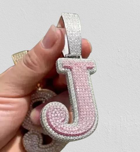 2.50Ct Round Cut Real Moissanite Customize Letter Pendant 14K White Gold Plated| Real Moissanite Pendant | Unique Birthday Jewelry Gift