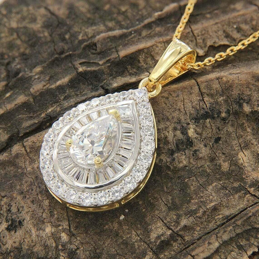 3.00 Ct Round Cut Real Moissanite Cluster Pendant 14K White Gold Plated Free Chain one