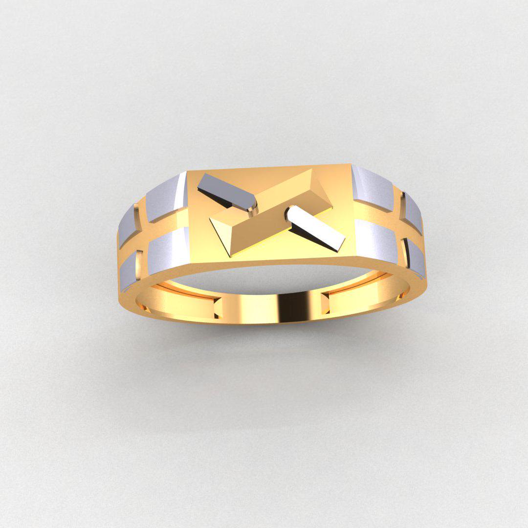 925 Sterling Silver Men's Ring, 14K Yellow & White Gold Plated, Durable, Diamond-Free, Gift for Him, Comfort Fit Band, High Polish