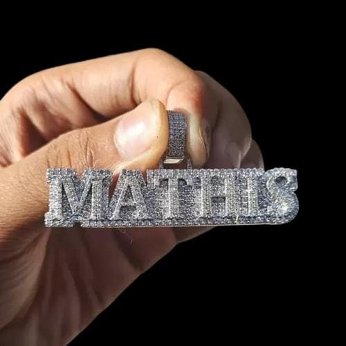 2.0 Ct Round Cut Real Moissanite Customize Name Men's Pendant 14K White Gold Plated Birthday Gift No Chain