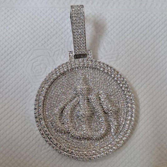 Real Moissanite Pendant| 4ctw Men's Customizable "ALLAH" Pendant| Custom Charm| Hip Hop Pendant | Moissanite Pendant| Birthday Gift. Silver