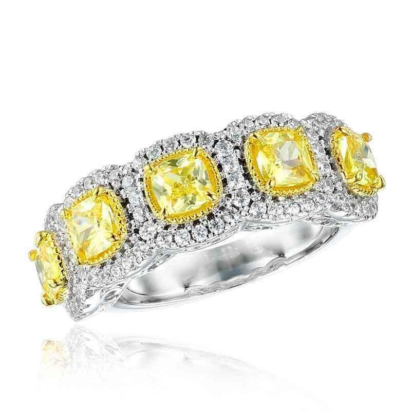 Sterling Silver 2.86 CT Lab-Created Diamond Engagement Ring with 14K Yellow Gold Plating – Gift for Her, Bridal Jewelry