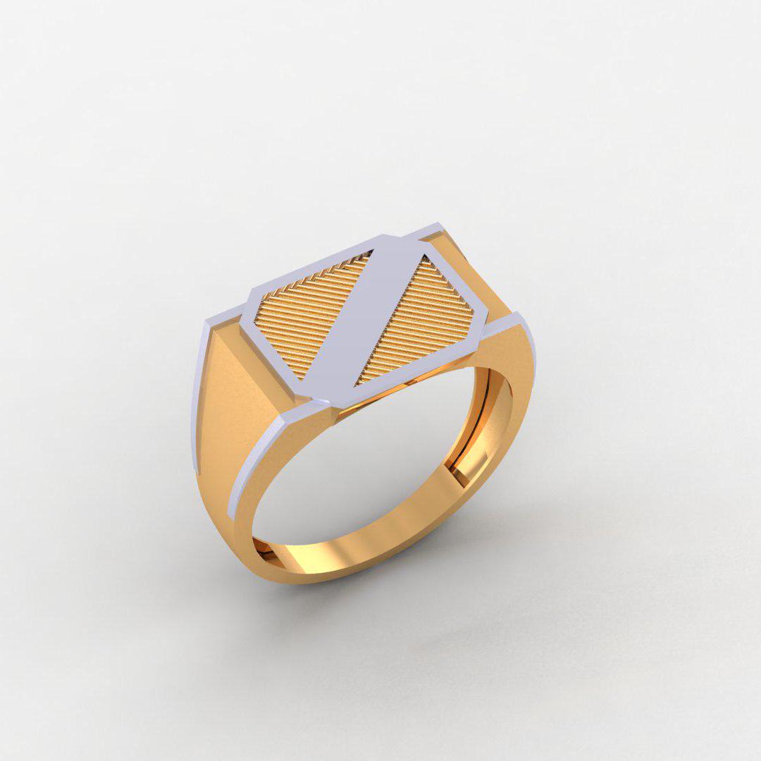 14K Yellow & White Gold-Plated Men's Ring, 925 Silver, No Diamonds, Trendy, High Polish Finish, Gift for Men, Comfort Fit Band