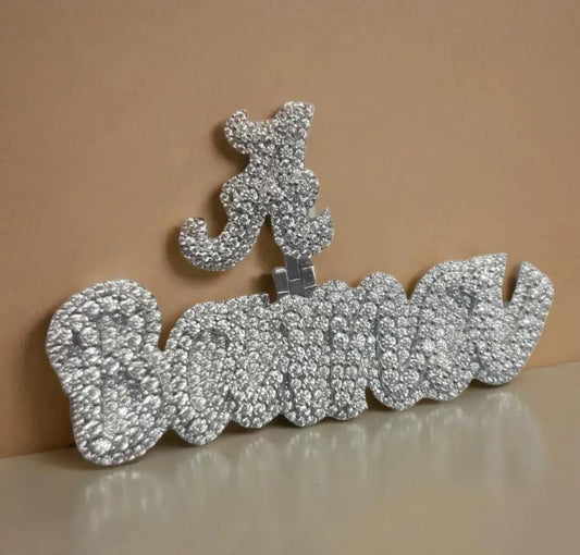 Real Moissanite Pendant| 3ctw Men's Customisable "NAME Pendant"| Custom Charm| Hip Hop Pendant | Moissanite Pendant| Birthday Gift