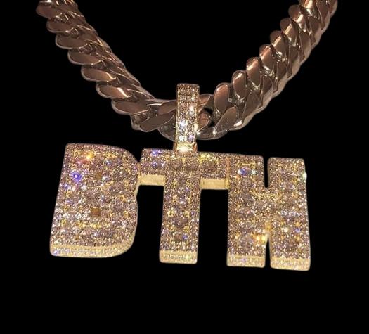 3.20 Ct Baguette Cut Real Moissanite Custom Letter Pendant 14k Silver Gold Plated  Birthday Gifts No Chain