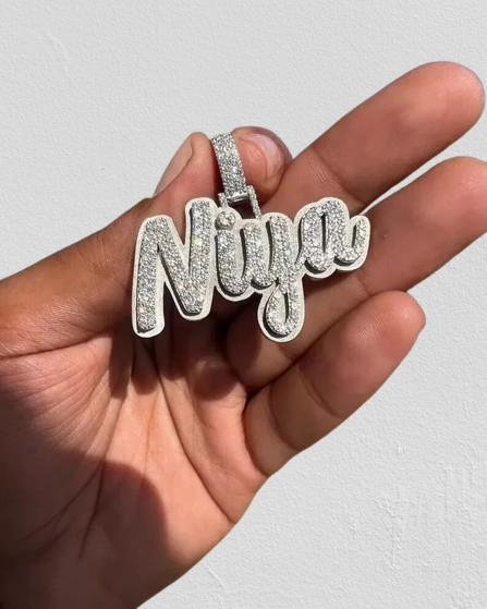 3Ct Real Moissanite Customizable Name Pendant 14k White Gold-Plated, Silver | Real Moissanite Pendant | Unique Birthday Jewelry Gift