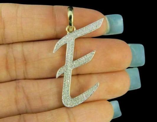 2.0 Ct Round Cut  Diamond E Letter Initial Pendant 14K Yellow Gold Plated Birthday gifts No Chain