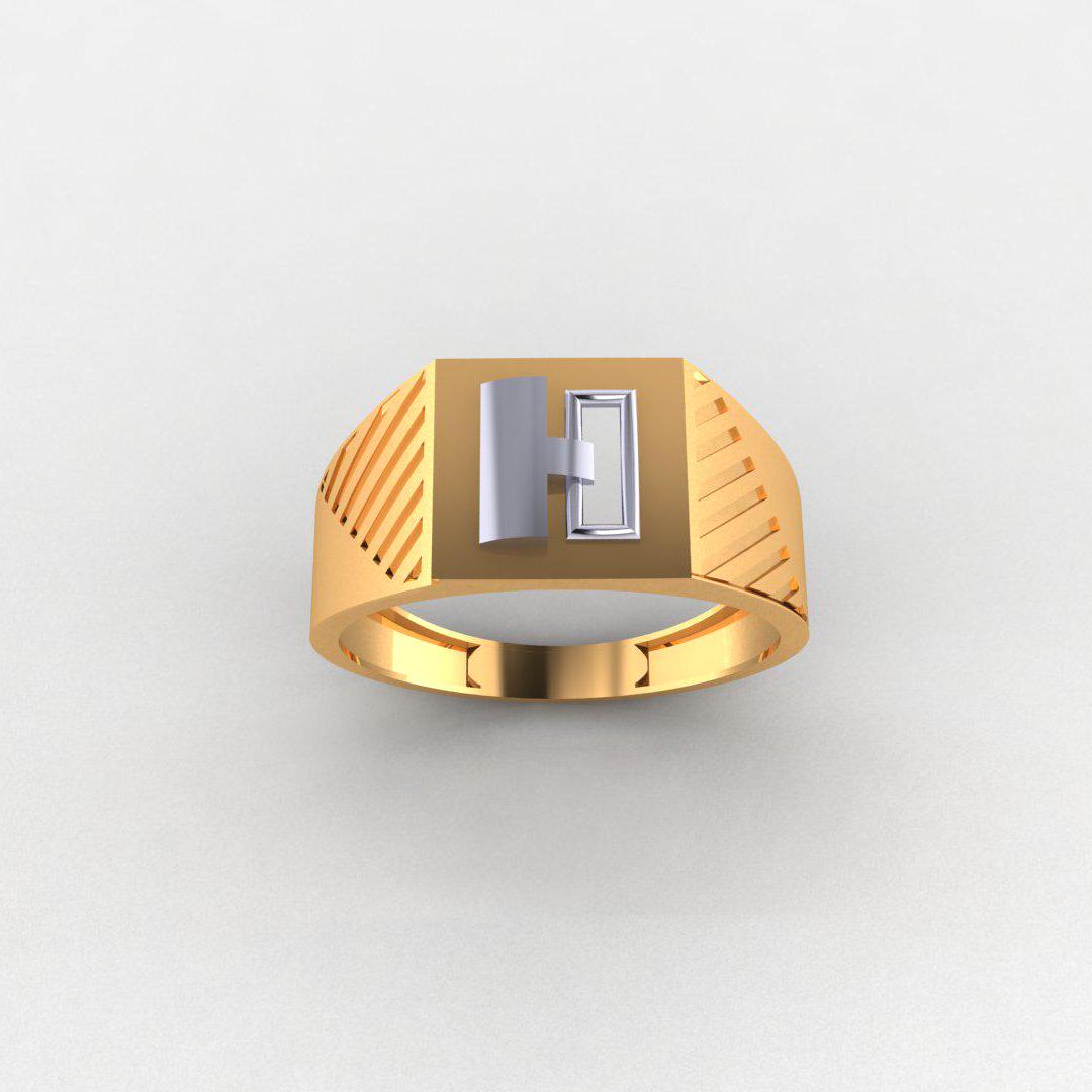 Men’s 14K Gold-Plated Ring, 925 Sterling Silver, Yellow & White Finish, Diamond-Free, Comfort Fit, Classic Gift for Him, High Polish