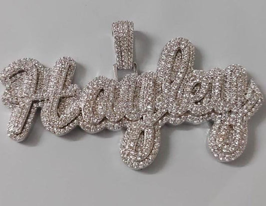 Personalized Moissanite Name Pendant, Sterling Silver, 3ct Custom Name Necklace, Luxury Gift for Men, Christmas, Birthday, Gift for Her