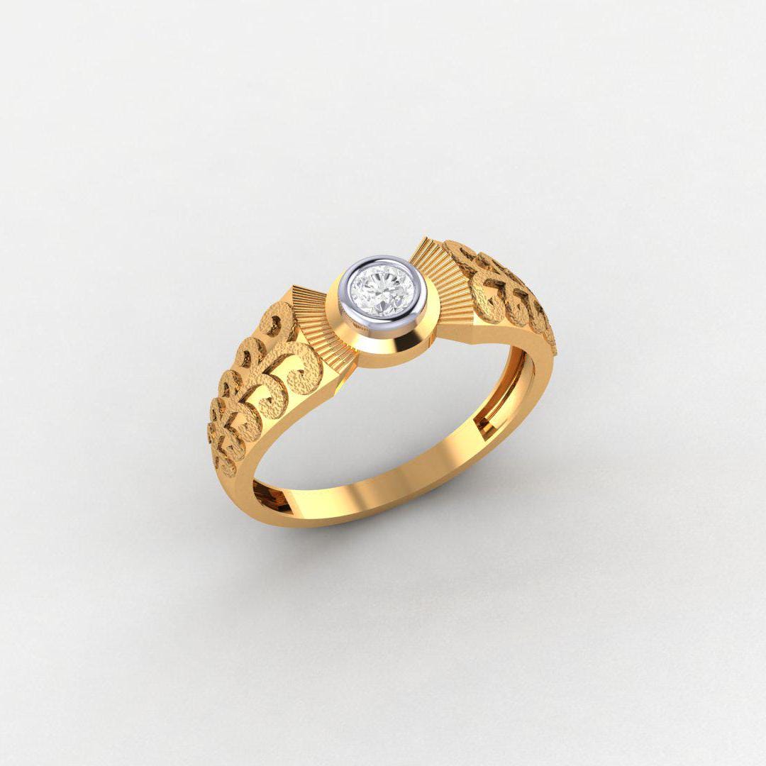 Men’s 14K Gold-Plated Ring, 925 Sterling Silver, Yellow & White Finish, Diamond-Free, Comfort Fit, Classic Gift for Him, High Polish