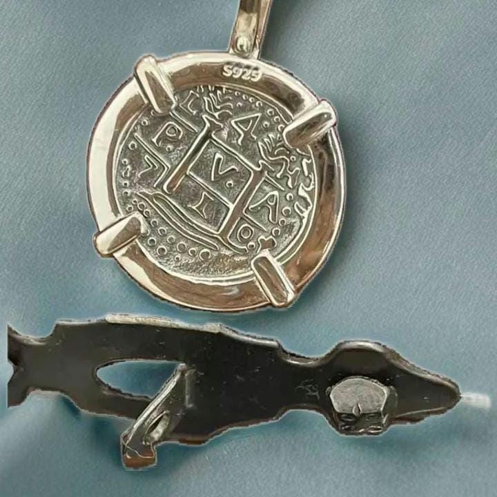 ATOCHA Solid Silver Coin Pendant | Authentic Treasure Jewelry | 952 Silver with Gold Plating | Historical Replica | Nautical | Pirate Coin