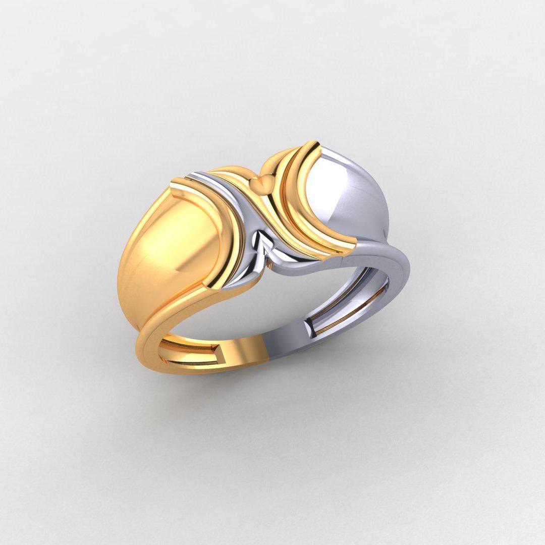 925 Sterling Silver Men's Ring, 14K Yellow & White Gold Plated, Durable, Diamond-Free, Gift for Him, Comfort Fit Band, High Polish