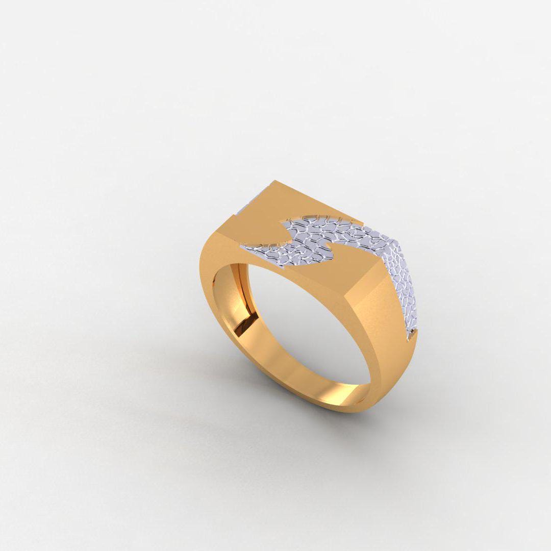 Handsome Men's 925 Silver Ring, 14K Gold-Plated, Yellow & White Finish, No Diamonds, Classic Statement Band, Anniversary, Gift for Him