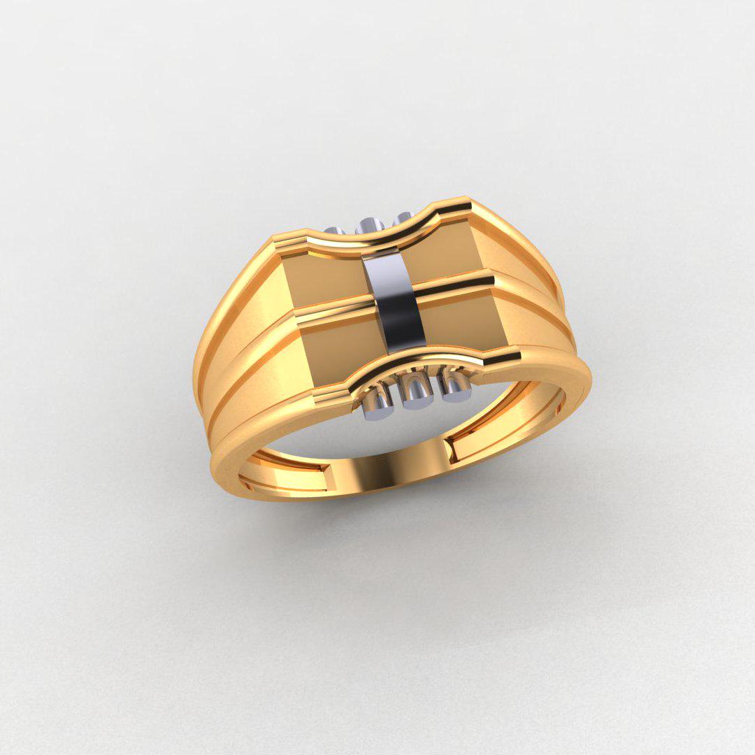 925 Sterling Silver Men's Ring, 14K Yellow & White Gold Plated, Durable, Diamond-Free, Gift for Him, Comfort Fit Band, High Polish