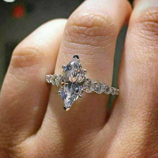 3.34 CT Real Moissanite Bridal Engagement Ring – Sterling Silver with 14K Yellow Gold Plating, Perfect Gift for Her