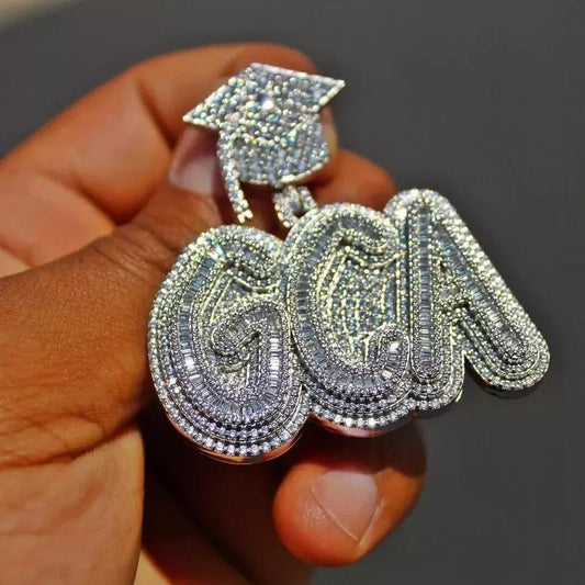 Men's 3.20 CT Baguette Real Moissanite Custom _GCA_ Letter Pendant 925 Silver  Ideal Birthday Gift No Chain