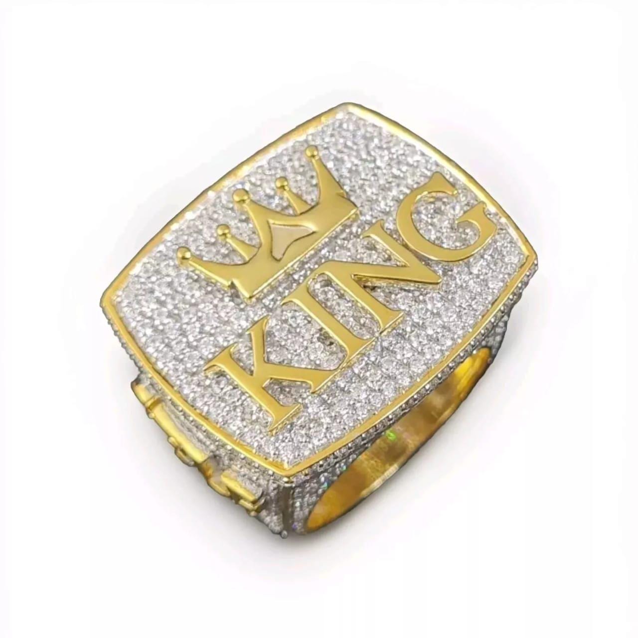 4 Ctw Round Men's Real Moissanite KING SELF Ring - Sterling Silver with 14K White & Yellow Gold Plating, Jewelry Gift,