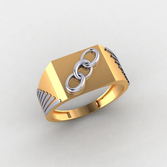 925 Sterling Silver Men's Ring, 14K Yellow & White Gold Plated, Durable, Diamond-Free, Gift for Him, Comfort Fit Band, High Polish