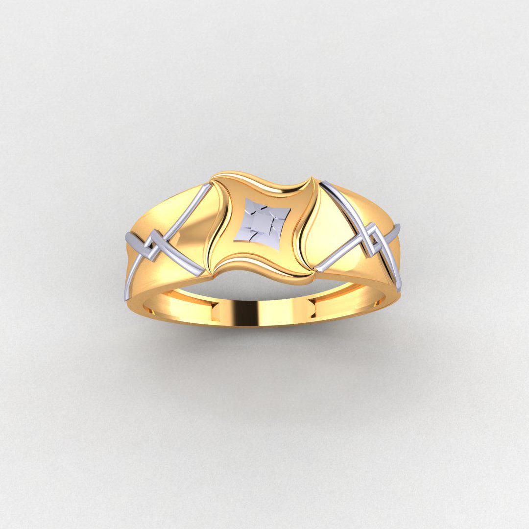 925 Sterling Silver Men's Ring, 14K Yellow & White Gold Plated, Durable, Diamond-Free, Gift for Him, Comfort Fit Band, High Polish