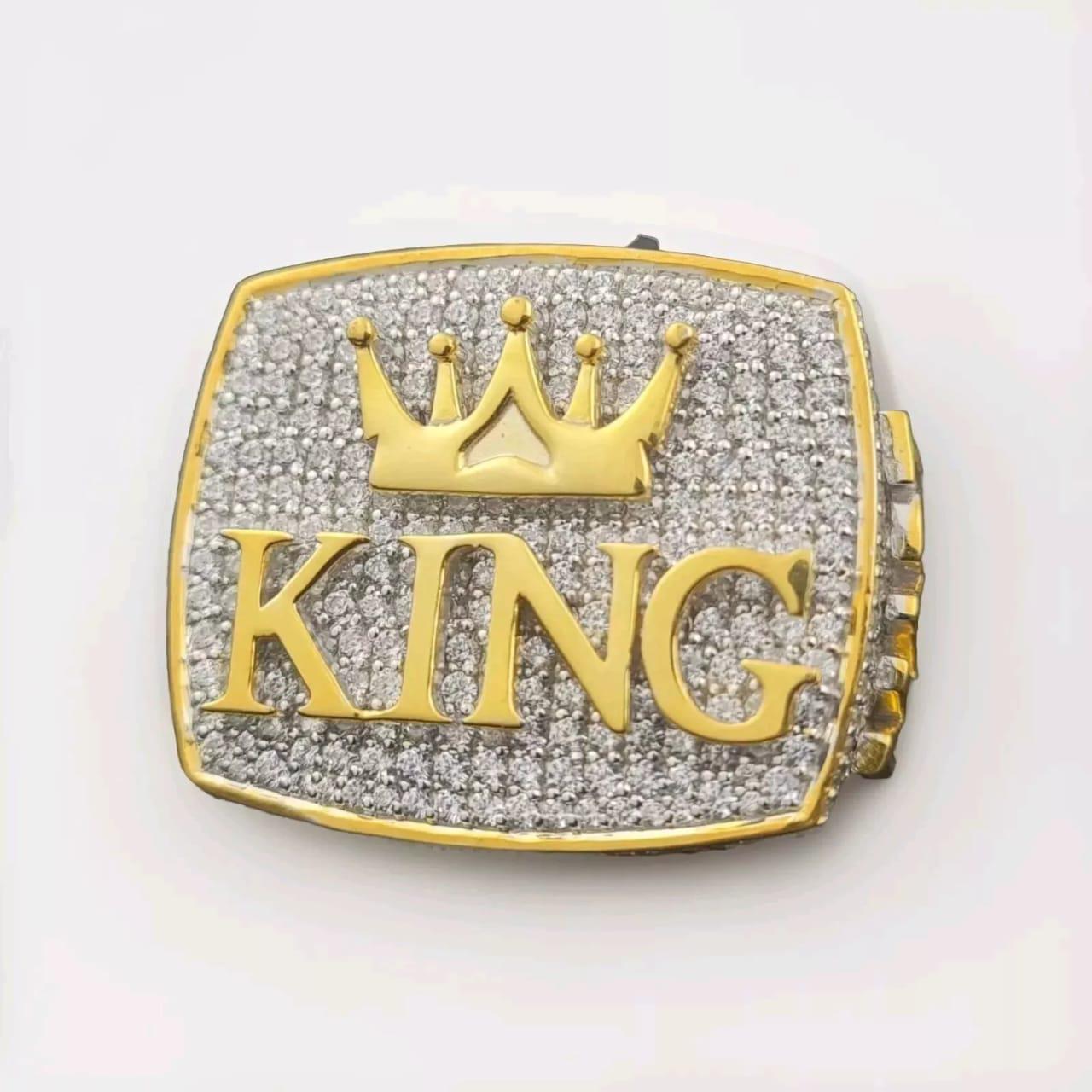 4 Ctw Round Men's Real Moissanite KING SELF Ring - Sterling Silver with 14K White & Yellow Gold Plating, Jewelry Gift,