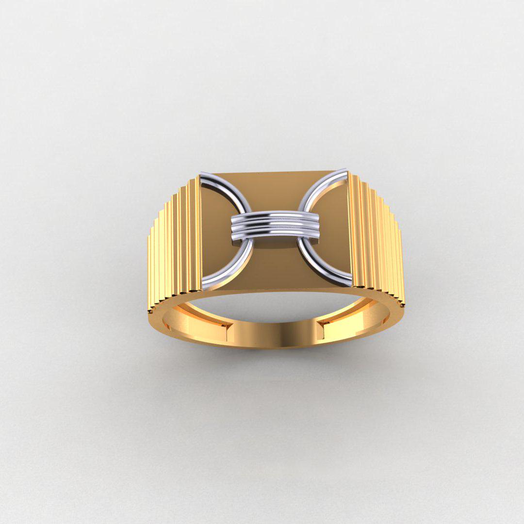 Men’s 14K Gold-Plated Ring, 925 Sterling Silver, Yellow & White Finish, Diamond-Free, Comfort Fit, Classic Gift for Him, High Polish