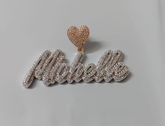 Custom Moissanite Name Pendant - Sterling Silver, 2.30ct Moissanite, Personalized Jewelry Gift for Men & Women, 14K White Gold Finish