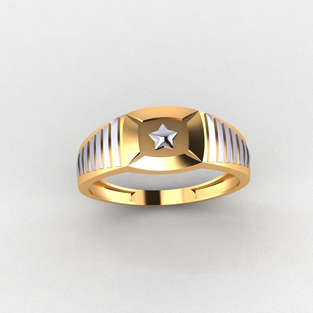 925 Sterling Silver Men's Ring, 14K Yellow & White Gold Plated, Durable, Diamond-Free, Gift for Him, Comfort Fit Band, High Polish