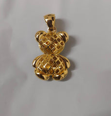 3.80 CT Women's Teddy Bear Pendant - Round Genuine D/VVS1 Moissanite in 925 Silver, 18 Yellow Gold plated