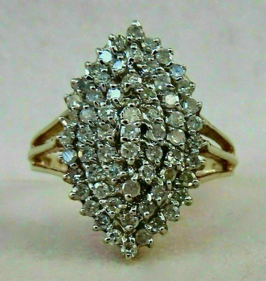 2ct Lab Created Diamond Engagement Cluster Ring Solid 14K Yellow Gold Finish