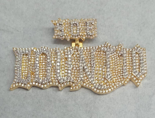 Personalized Moissanite Name Pendant - 3ct, Gold Plated Silver, Iced-Out Gift for Men & Women