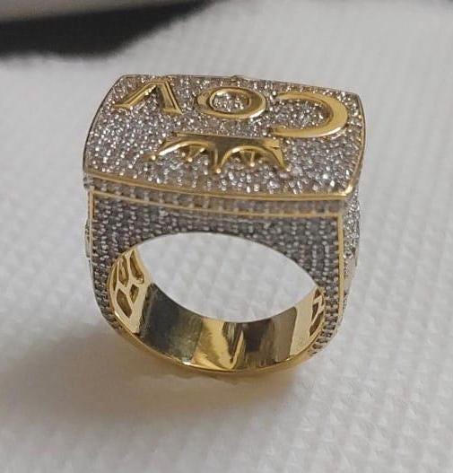 Customized 5.00CT Round Cut Moissanite Men's Ring | 14K Yellow Gold Plated | Sterling Silver | Handmade, Gift for Anniversary