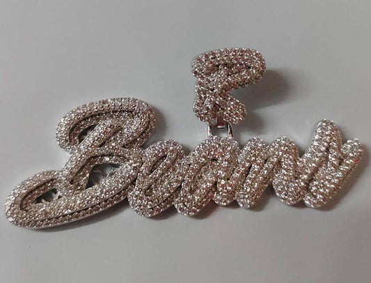 Custom Iced-Out Name Pendant - 2.30ct Moissanite, Gold Plated Silver, Gift for Him & Her