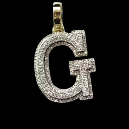 2.0 Ct Round Cut REAL Moissanite Customize G Letter Pendant 14K Yellow Gold Plated Birthday Gifts No Chain