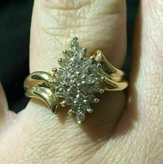 2Ct Lab Created Diamond Cluster Engagement Ring in 14k Yellow Gold Plating